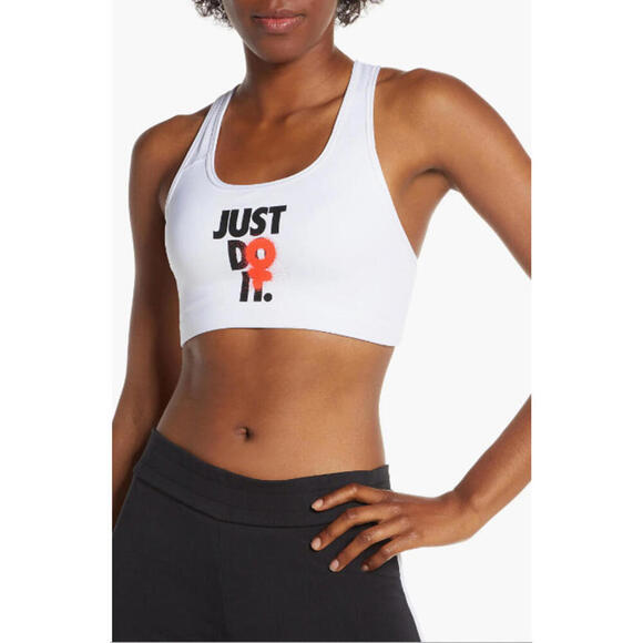 Nike Rebel Swoosh Just Do It Sports Bra Size S Racerback - Picture 1 of 4